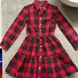 Polo girls red plaid flannel dress, never worn tags removed